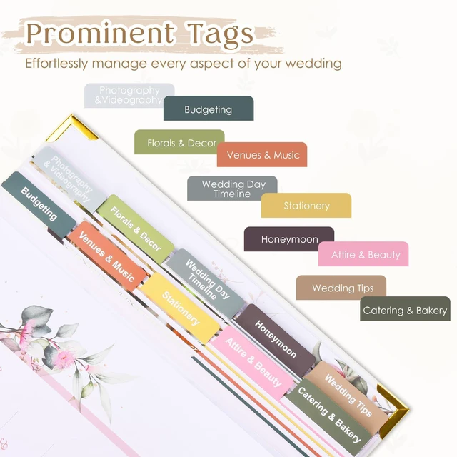 Alt view image 3 of 6 - Wedding Planner Book and Organizer-196 Pages Bridal Wedding Planning Book with Sticker Checklists and Calendars for Bride To Be, Unique Engagement Gifts for Newly Engaged Couples