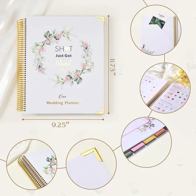 Alt view image 6 of 6 - Wedding Planner Book and Organizer-196 Pages Bridal Wedding Planning Book with Sticker Checklists and Calendars for Bride To Be, Unique Engagement Gifts for Newly Engaged Couples
