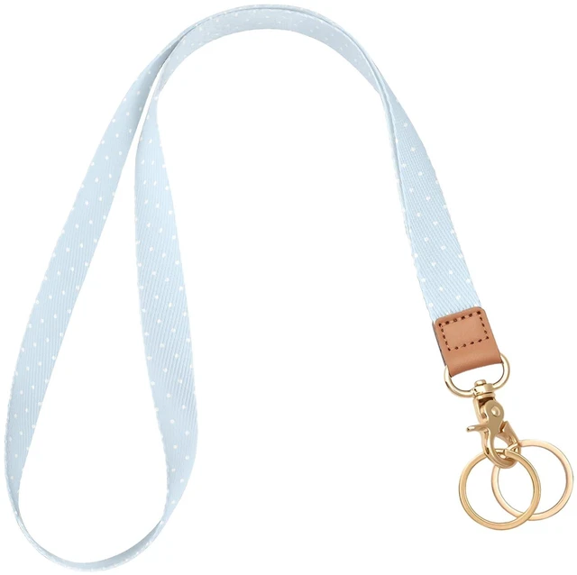 Main image of Lanyards for ID Badges, Cute Neck Lanyard Keychain for Women, Polka Dots and Hearts Long Lanyards for Keys and Wallet, Blue Polka Dots