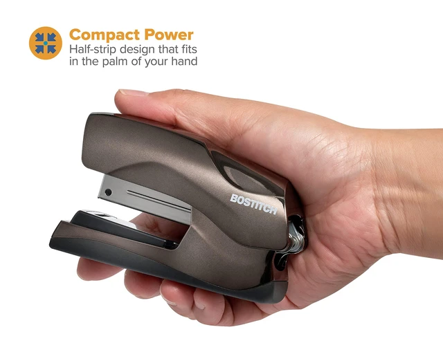 Alt view image 3 of 7 - Office Heavy Duty Stapler, 40 Sheet Capacity, No Jam, Half Strip, Fits into the Palm of Your Hand, For Classroom, Office or Desk, Black Chrome