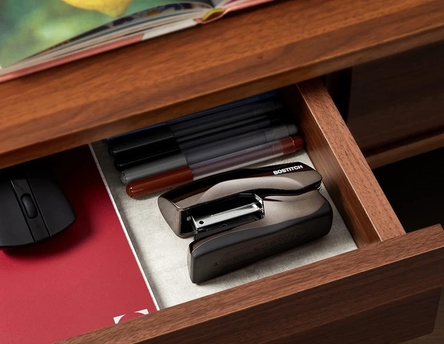 Alt view image 4 of 7 - Office Heavy Duty Stapler, 40 Sheet Capacity, No Jam, Half Strip, Fits into the Palm of Your Hand, For Classroom, Office or Desk, Black Chrome