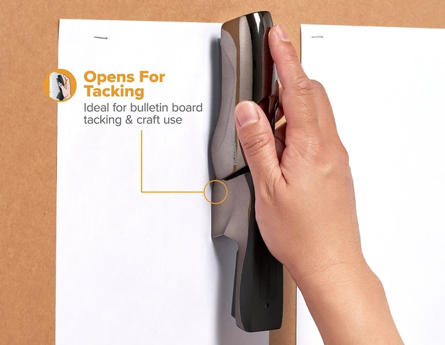 Alt view image 7 of 7 - Office Heavy Duty Stapler, 40 Sheet Capacity, No Jam, Half Strip, Fits into the Palm of Your Hand, For Classroom, Office or Desk, Black Chrome