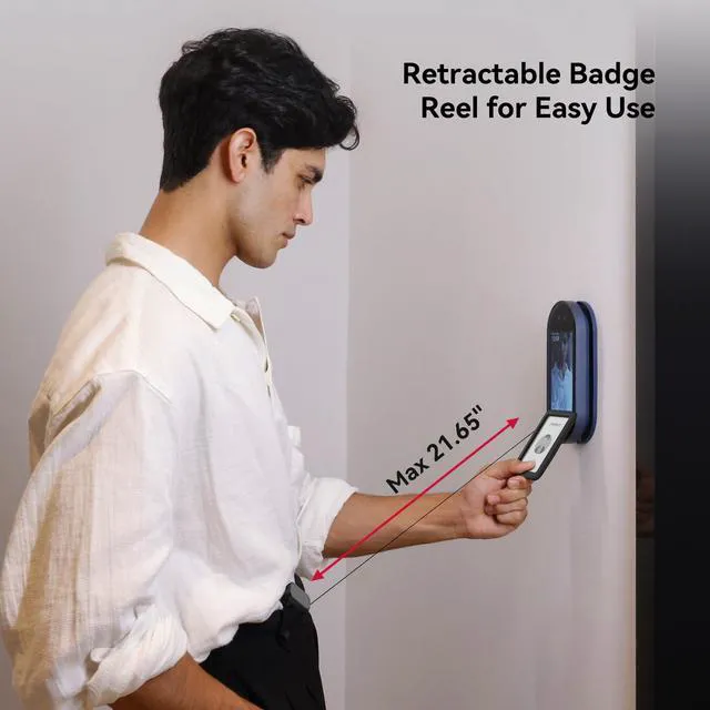 Alt view image 4 of 7 - ID Badge Holder with Clip, Soft Silicone, Retractable Cord Clean Quiet Profile with 2 Card Slots, Privacy Protection for Nurses Teachers Employees Office Workers, Black