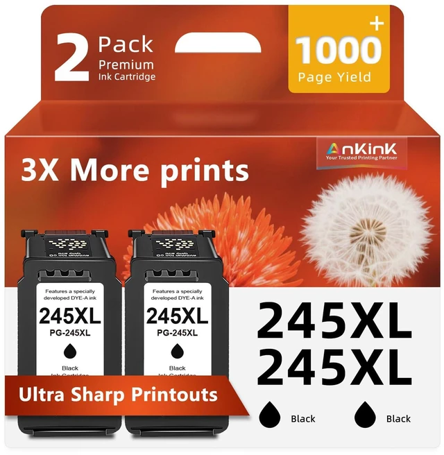 Main image of 245XL Black Ink Cartridge Replacement for Canon Ink PG-245 PG245 XL For Pixma MX490 TR4520 TS3322 TR4522 TR4500 TS3122 TS3300 MX492 MG2522 MG2500 TS3320 TS3100 Printer,Ink for Cannon PG245XL