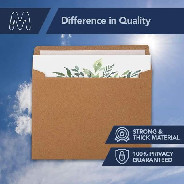 Alt view image 5 of 6 - MOS Kraft Greeting Card Envelopes A6 (4.75 x 6.5 Inch) 500 Pack, Self-Seal Heavyweight Brown Envelopes for 4.5 x 6.25 Cards, 4x6 Photos, Rustic Wedding Invitations, Baby Shower