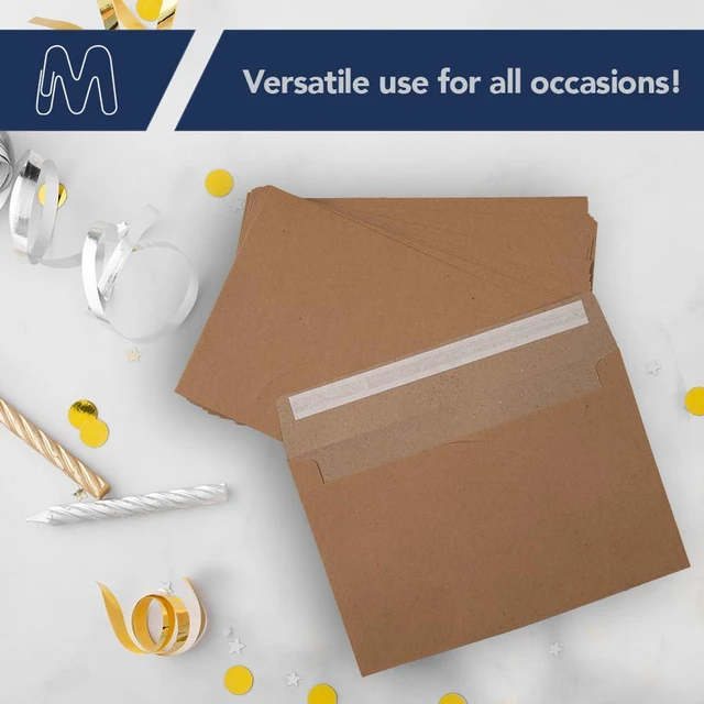 Alt view image 4 of 6 - MOS Kraft 5x7 Invitation Envelopes A7 (5.25 x 7.25 Inch) 500 Pack, Self-Seal Heavyweight Brown Envelopes for 5x7 Cards, Photos, Rustic Wedding Invitations, Baby Shower