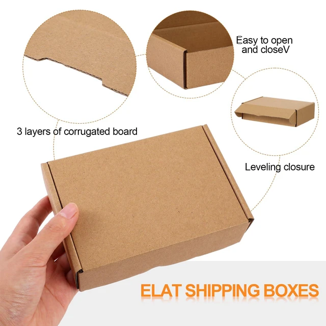 Alt view image 3 of 6 - Shipping Boxes Corrugated, 5.91 x 3.94 x 1.57 Inches, Brown, 100 Pcs Brown Mailing Boxes Cardboard Box for Small Business Shipping Literature Mailer Packing Gift