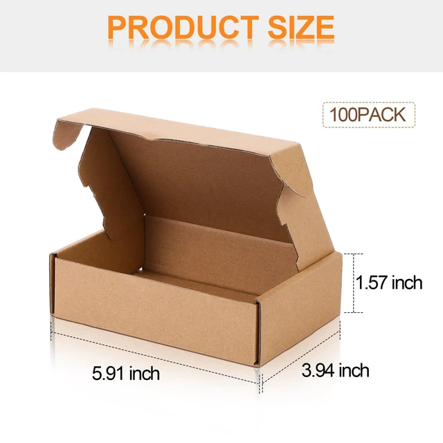 Alt view image 2 of 6 - Shipping Boxes Corrugated, 5.91 x 3.94 x 1.57 Inches, Brown, 100 Pcs Brown Mailing Boxes Cardboard Box for Small Business Shipping Literature Mailer Packing Gift