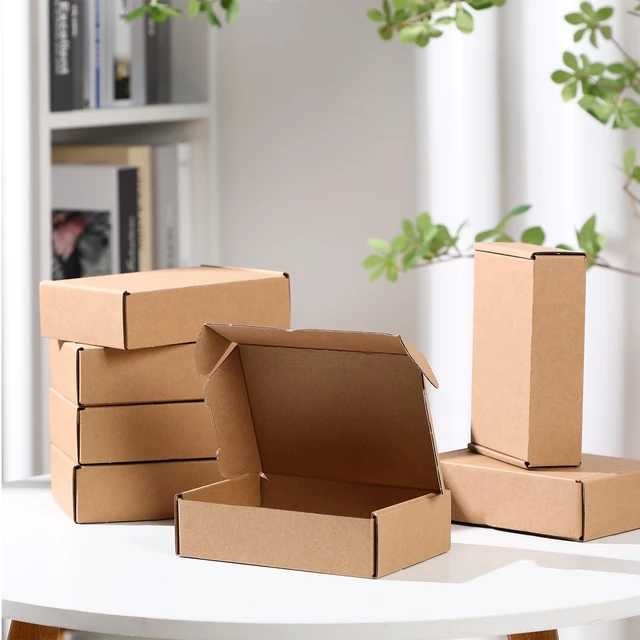 Alt view image 5 of 6 - Shipping Boxes Corrugated, 5.91 x 3.94 x 1.57 Inches, Brown, 100 Pcs Brown Mailing Boxes Cardboard Box for Small Business Shipping Literature Mailer Packing Gift