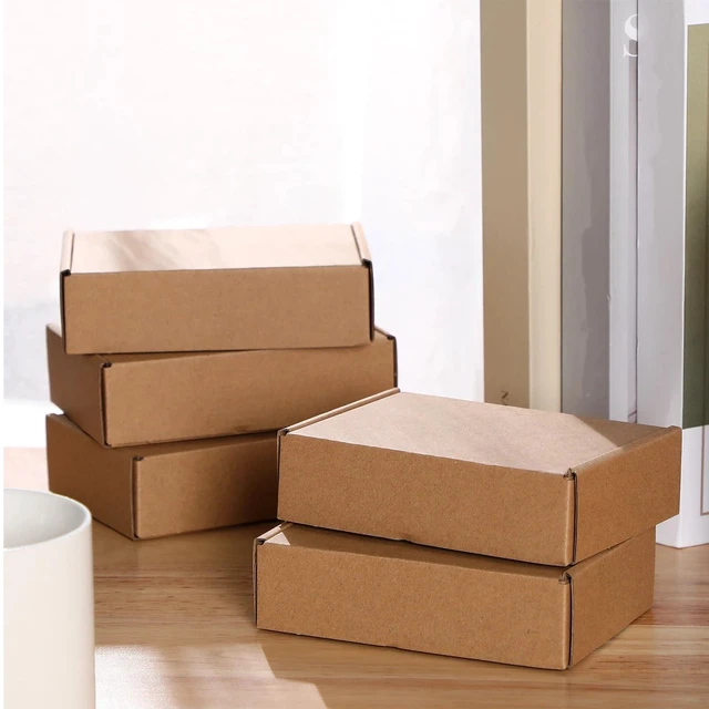 Alt view image 6 of 6 - Shipping Boxes Corrugated, 5.91 x 3.94 x 1.57 Inches, Brown, 100 Pcs Brown Mailing Boxes Cardboard Box for Small Business Shipping Literature Mailer Packing Gift