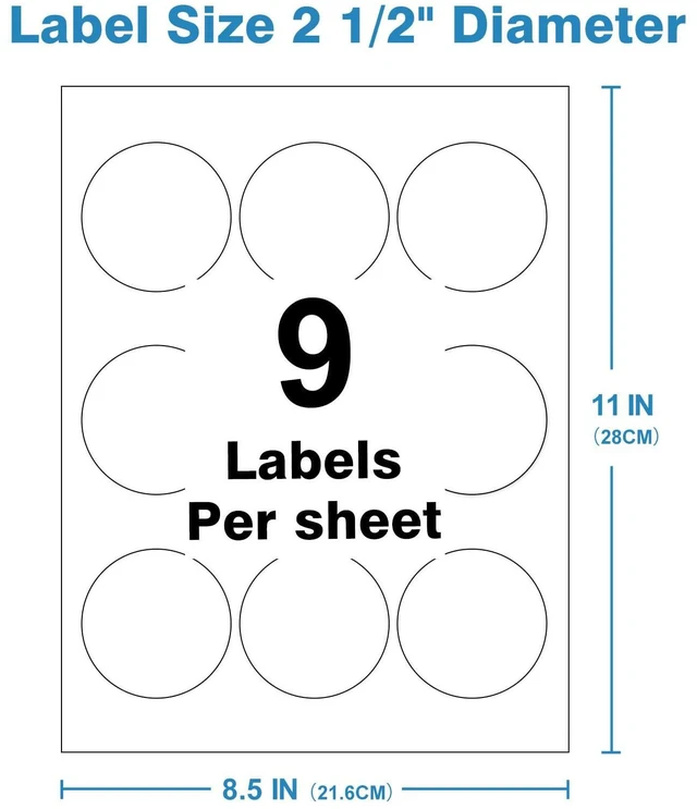 Alt view image 2 of 7 - 2.5" Circle Sticker Labels, Round Printable Sticker to Write On, Sticker Paper for Inkjet Printer, (9 Labels/Sheet), 100 Sheets