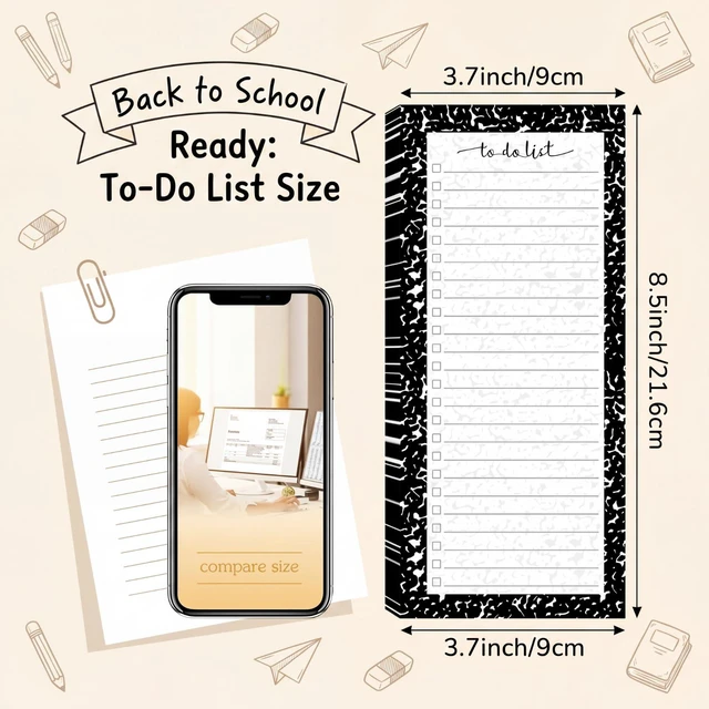 Alt view image 2 of 6 - 10 Pack 500 Sheets to Do List Notes Daily Checklist Notepad with 50 Sheets Undated Memo Pad Color Block Shopping List Weekly Plan Notepad Organizer Planners(Black,Marble)
