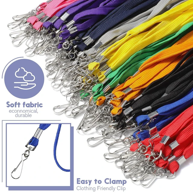 Alt view image 4 of 7 - 200 Set Name Tag Lanyards with ID Holders Bulk Multicolor Clear Plastic ID Name Badge Holders Cruise Lanyards Clip Waterproof for Adult Kid Business Office Back to School Supplies