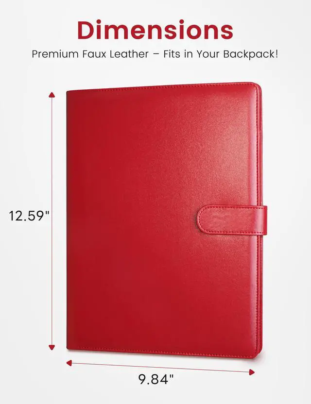 Alt view image 2 of 7 - Padfolio Clipboard Folder Portfolio, Faux Leather Storage Clipboard with Cover for Legal Pad Holder Letter Size A4 Writing Pad for Business School Office Conference Notepad Clip Boards (Red)