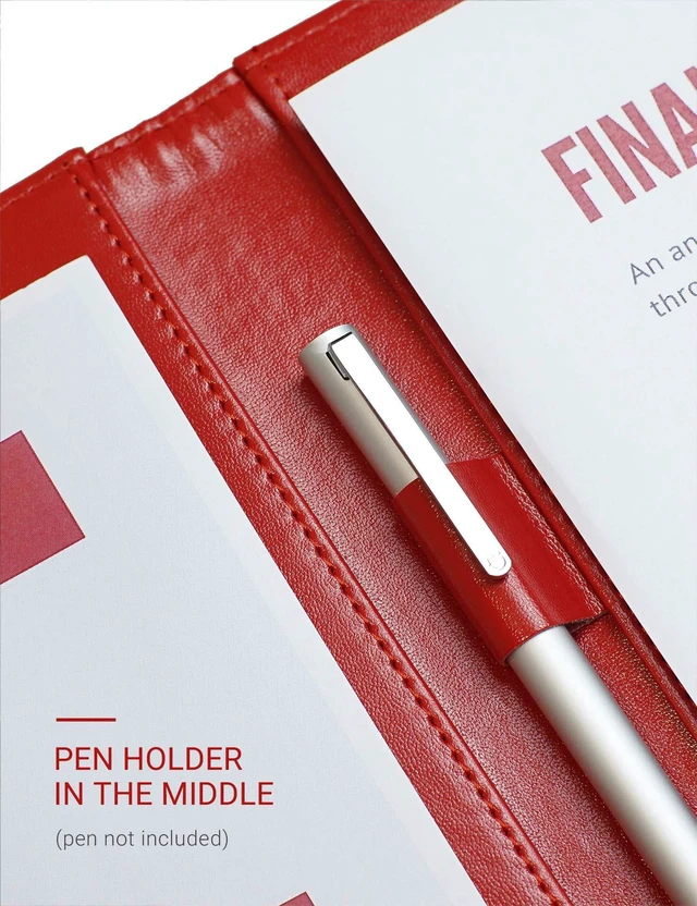 Alt view image 6 of 7 - Padfolio Clipboard Folder Portfolio, Faux Leather Storage Clipboard with Cover for Legal Pad Holder Letter Size A4 Writing Pad for Business School Office Conference Notepad Clip Boards (Red)