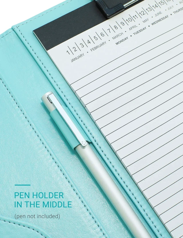 Alt view image 4 of 7 - Clipboard Folder Padfolio, Writing Portfolio Faux Leather Clipboards with Cover for Legal Pad Holder Letter Size A4 8.5 x 11 for Business Conference Notepad Clip Boards (Pale Turquoise)