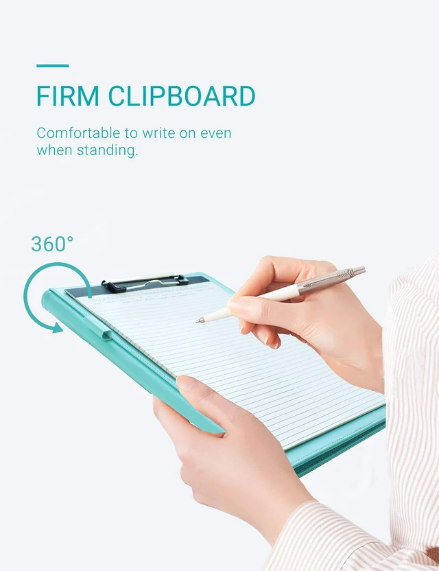 Alt view image 6 of 7 - Clipboard Folder Padfolio, Writing Portfolio Faux Leather Clipboards with Cover for Legal Pad Holder Letter Size A4 8.5 x 11 for Business Conference Notepad Clip Boards (Pale Turquoise)