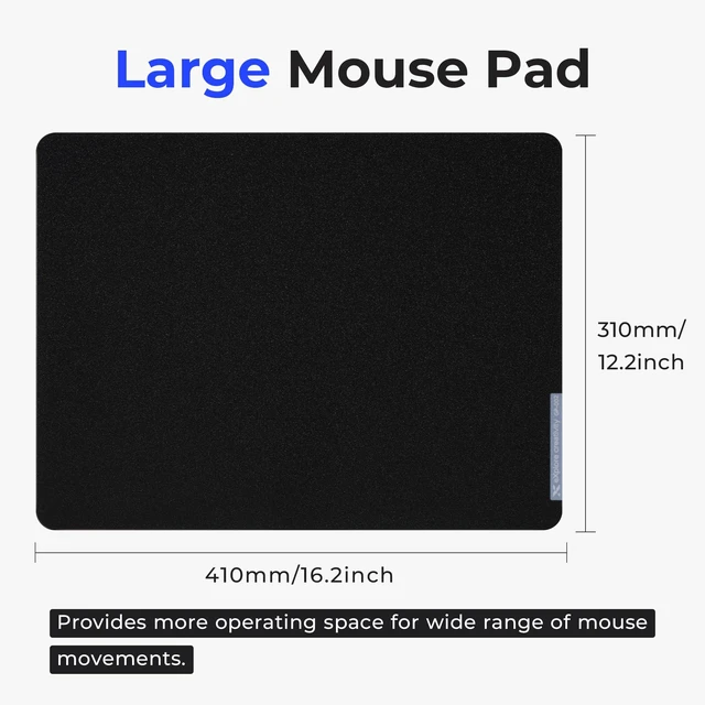 Alt view image 2 of 6 - XVX Glass Mousepad Gaming, Black Hard Mouse Pads for Esports, Large Mouse Mat 16.2" x 12.2", Tempered Glass Mouse Pad Smooth Micro-Etched Surface with Improved Precision and Speed