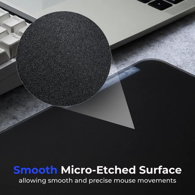 Alt view image 3 of 6 - XVX Glass Mousepad Gaming, Black Hard Mouse Pads for Esports, Large Mouse Mat 16.2" x 12.2", Tempered Glass Mouse Pad Smooth Micro-Etched Surface with Improved Precision and Speed