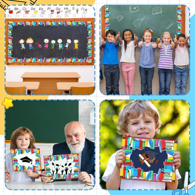 Alt view image 6 of 6 - 69 Feet Book Bulletin Board Border Rolled Back to School Bulletin Board Bookshelf Doodle Design Die Cut, Colorful Book Themed Trim for Classroom Wall Chalkboard Decor, Teacher Supplies