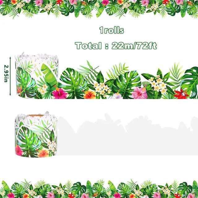 Alt view image 2 of 7 - 72 Ft Tropical Bulletin Board Border, Boho Die-Cut Greenery Border Trim Wall Decor Trim Border for Photo Walls, Classroom Boards and Chalkboards, Adds a Tropical Touch to Back-to-School Classrooms