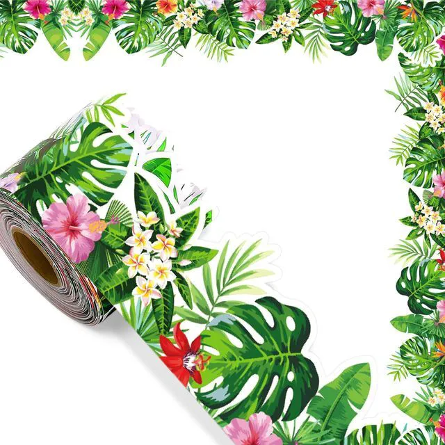 Main image of 72 Ft Tropical Bulletin Board Border, Boho Die-Cut Greenery Border Trim Wall Decor Trim Border for Photo Walls, Classroom Boards and Chalkboards, Adds a Tropical Touch to Back-to-School Classrooms