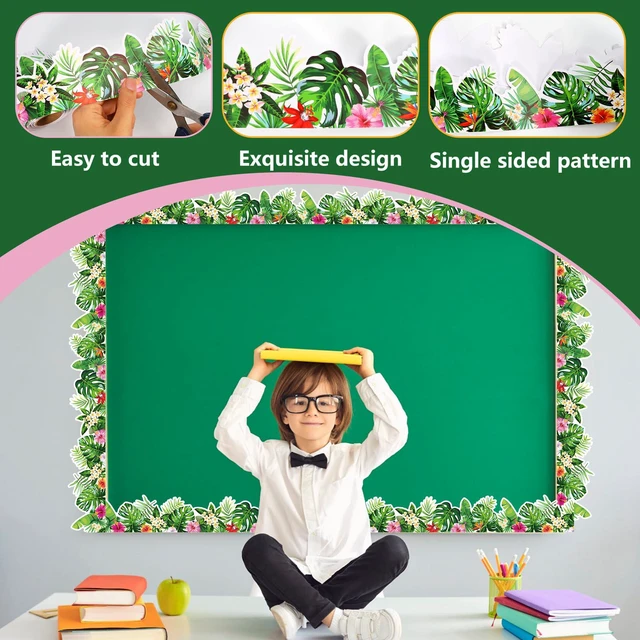 Alt view image 5 of 7 - 72 Ft Tropical Bulletin Board Border, Boho Die-Cut Greenery Border Trim Wall Decor Trim Border for Photo Walls, Classroom Boards and Chalkboards, Adds a Tropical Touch to Back-to-School Classrooms