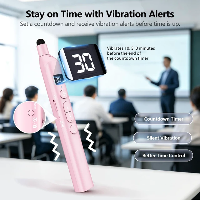 Alt view image 6 of 7 - N21 Bluetooth Presentation Clicker with Telescopic Teaching Pointer Green laser pointer for presentations, Retractable pointer with touch pen, Countdown timer, Customizable Keys, BLE & USB-A