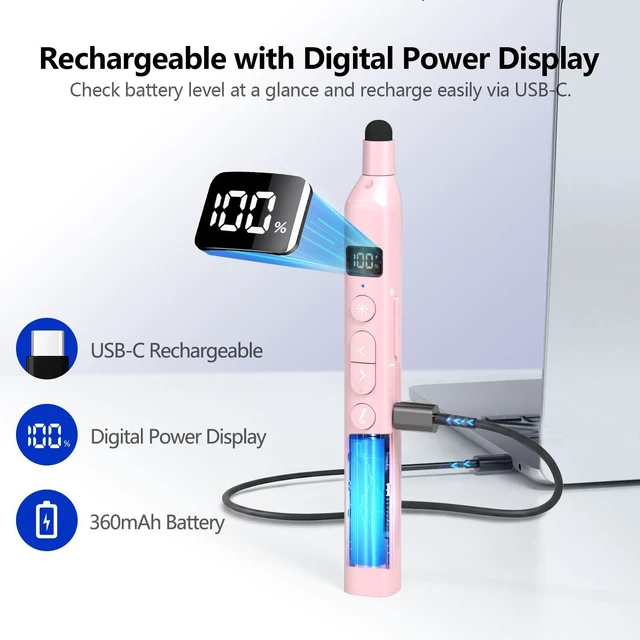 Alt view image 7 of 7 - N21 Bluetooth Presentation Clicker with Telescopic Teaching Pointer Green laser pointer for presentations, Retractable pointer with touch pen, Countdown timer, Customizable Keys, BLE & USB-A