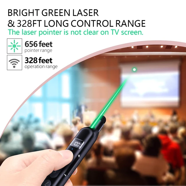 Alt view image 3 of 7 - N21 Bluetooth Presentation Clicker with Telescopic Teaching Pointer Green laser pointer for presentations, Retractable pointer with touch pen, Countdown timer, Customizable Keys, BLE & USB-A