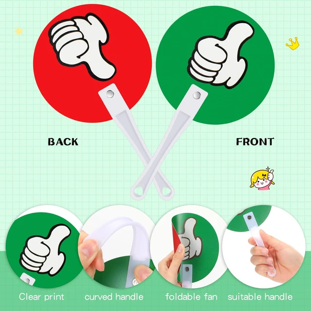 Alt view image 5 of 6 - 150 Pack Thumbs up Thumbs Down Classroom Voting Paddles Handy Teacher Classroom Event Supplies, Green Red Yes or No Paddles, True False Sign for Student, Interactive Learning Tool