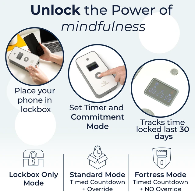 Alt view image 5 of 7 - Personal Timed Lock Box | Beat Everyday Temptations & Screen Time | 3 Commitment Modes | Fits 1 Phone with Standard Case | Charges While Locked | Out of Sight, Out of Mind