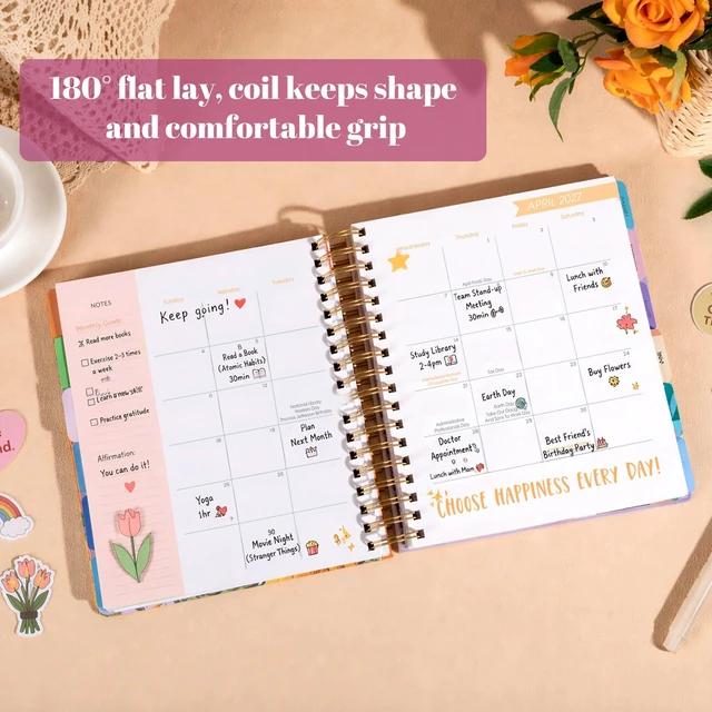 Alt view image 7 of 7 - Planner 2026-2027 Weekly and Monthly Planner Gift for Women 18 Month Aesthetic Hardcover Yearly Calendar Agenda with Stickers Laminated Tabs for Women Stay Organized