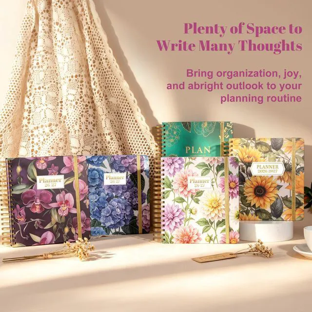 Alt view image 5 of 7 - Planner 2026-2027 Weekly and Monthly Planner Gift for Women 18 Month Aesthetic Hardcover Yearly Calendar Agenda with Stickers Laminated Tabs for Women Stay Organized