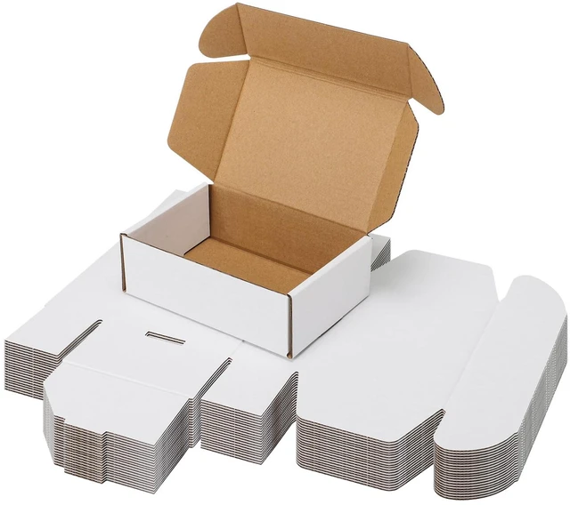 Main image of 20 Pack 6x4x2 inch Small Shipping Boxes, White Mailing Boxes Tuck Top, Quick Fold, Easy Assemble, Shape Well, Single Corrugated, DIY Cardboard, Card Shipping, Small Business Packaging