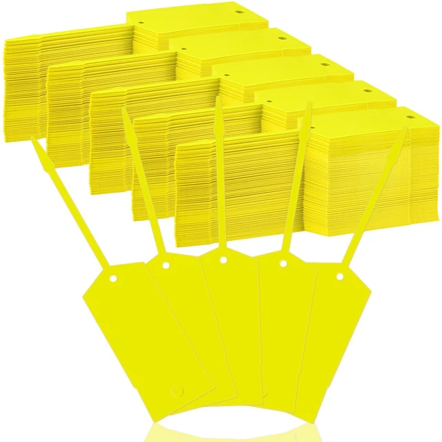 Main image of 1000 Pieces Self Lock Arrow ID Key Tags 6'' X 1 2/5'', Yellow Car Parts Tags, Key Ring Repair Labels for Office Automotive Shop, Writable Lined Surface, Ring Hole for Key Rings