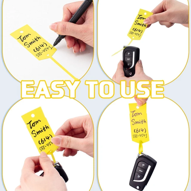 Alt view image 4 of 7 - 1000 Pieces Self Lock Arrow ID Key Tags 6'' X 1 2/5'', Yellow Car Parts Tags, Key Ring Repair Labels for Office Automotive Shop, Writable Lined Surface, Ring Hole for Key Rings