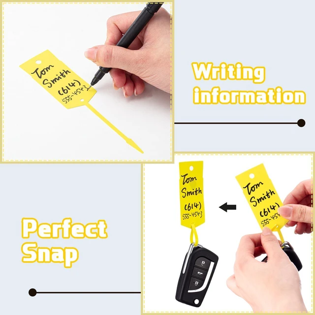 Alt view image 5 of 7 - 1000 Pieces Self Lock Arrow ID Key Tags 6'' X 1 2/5'', Yellow Car Parts Tags, Key Ring Repair Labels for Office Automotive Shop, Writable Lined Surface, Ring Hole for Key Rings