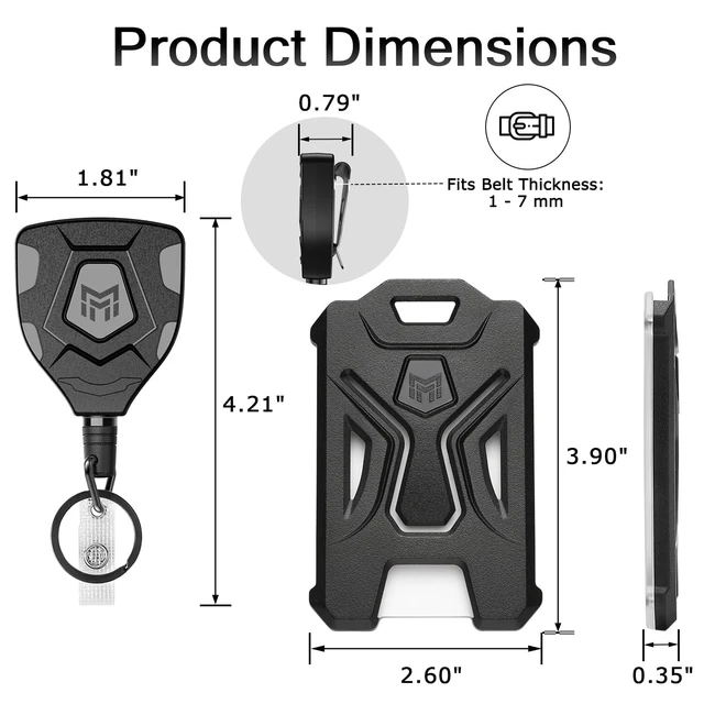 Alt view image 3 of 7 - 1 Pack Heavy Duty Badge Holder, Vertical ID Card Holder for Credit Cards, Clear ID Window, All PC Polycarbonate Plastic Housing, 5 Cards Capacity, Built-in Elastic Clip, Black