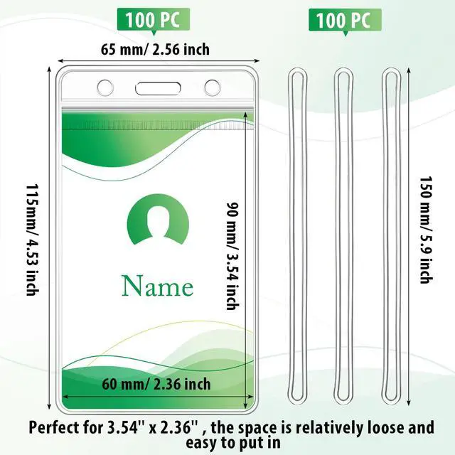 Alt view image 2 of 7 - 100 Pack Clear Luggage Tags Bulk Badge Holder for Suitcases Bulk Tag Holders with Clear Loops for Suitcases, Waterproof Zip ID Badge Holder, 10 Mil Thick, Business Travel Name Badge
