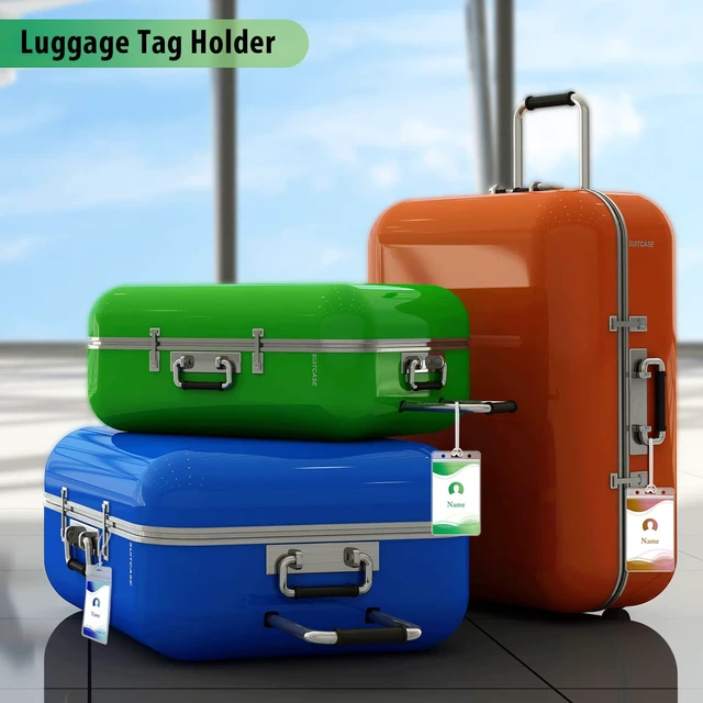 Alt view image 3 of 7 - 100 Pack Clear Luggage Tags Bulk Badge Holder for Suitcases Bulk Tag Holders with Clear Loops for Suitcases, Waterproof Zip ID Badge Holder, 10 Mil Thick, Business Travel Name Badge