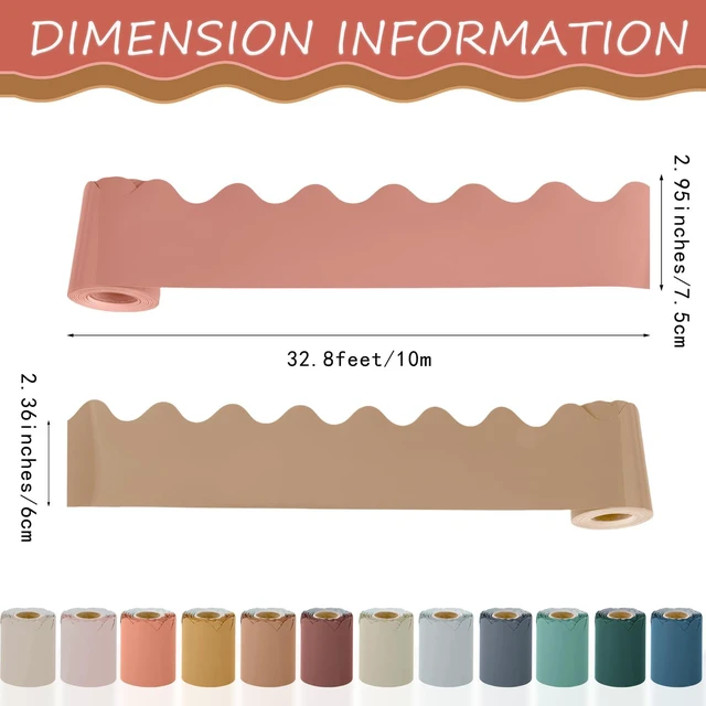 Alt view image 2 of 7 - Boho Colors Classroom Borders - 12 Rolls, 393.6 Feet Scalloped Trim for Bulletin Boards and Decorations