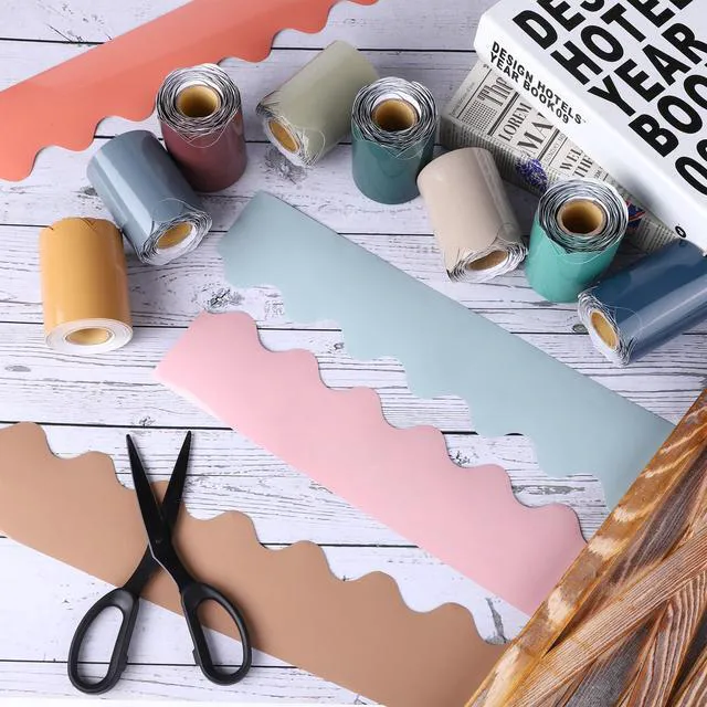 Alt view image 4 of 7 - Boho Colors Classroom Borders - 12 Rolls, 393.6 Feet Scalloped Trim for Bulletin Boards and Decorations
