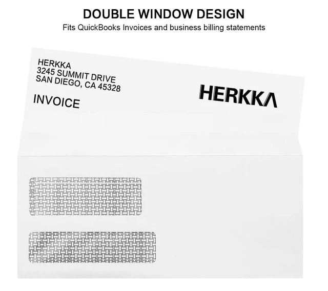Alt view image 4 of 7 - #9 Double Window Security Envelopes, No.9 Double Window Business Envelopes Designed for Invoices and Business Statements - Number 9 Size 3 7/8 Inch X 8 7/8 Inch - 24 LB - 500 Pack