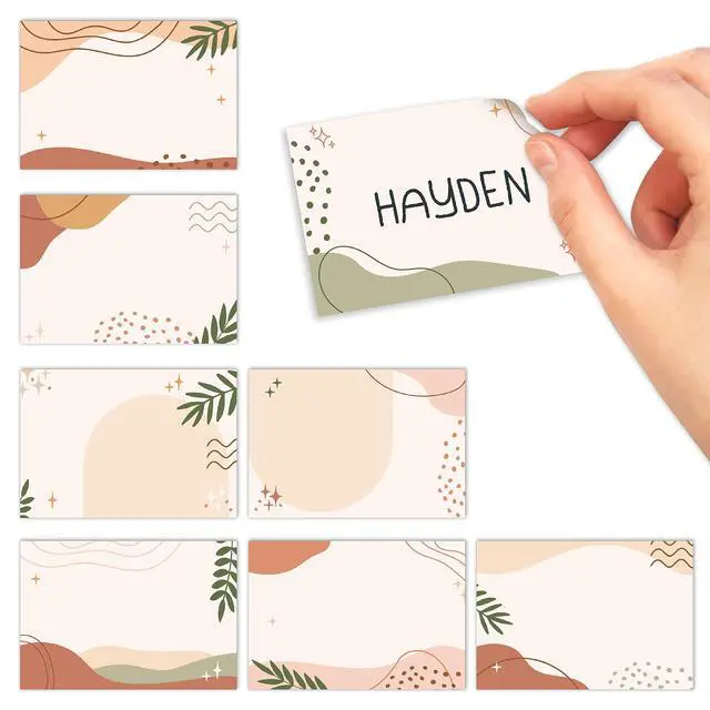 Main image of Self Adhesive Name Tags Sticker -56pc Student Name Tags for Classroom Décor Cubby Labels for Classroom, Sticky Locker Tag, Boho Stick On Guest Kids Party & Events Nametags, Back to School Supplies
