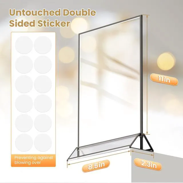 Alt view image 2 of 7 - Acrylic Sign Holder 8.5X11 Double-Sided Black Picture Frames Acrylic Frames for Wedding Table Numbers Photo Frames Flyers Menu with Removable Sticky Dots,6 Pack