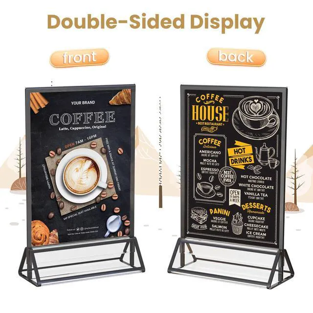 Alt view image 3 of 7 - Black Frames 8X10 Acrylic Sign Holder Double-Sided Picture Frames Display Stand Menu Holder Flyer Holder for Menu, Wedding Table Number, Christmas Photos With Clear Stickers,6 Pack