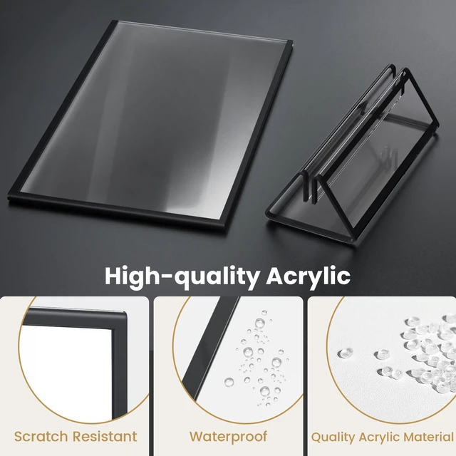Alt view image 4 of 7 - Black Frames 8X10 Acrylic Sign Holder Double-Sided Picture Frames Display Stand Menu Holder Flyer Holder for Menu, Wedding Table Number, Christmas Photos With Clear Stickers,6 Pack