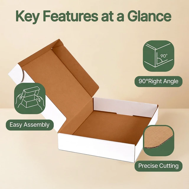 Alt view image 6 of 7 - 25 Pack 13x10x2 Inch White Shipping Boxes, Corrugated Cardboard Mailer Boxes for Small Business Packaging, Easy-to-Fold Design for Mailing, Gift Wrapping, and Everyday Organizing