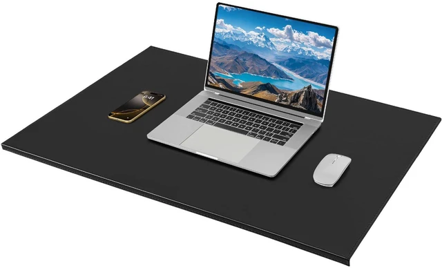 Alt view image 2 of 7 - 35.4"x22.8" Soft PU Leather Surface Office Desk Mouse Mat Pad with Full Grip Fixation Lip Table Blotter Edge-Locked Protector